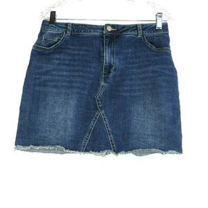 Chocolate USA Raw Hem Denim Skirt Women's Size Large Blue Jean 30" Waist